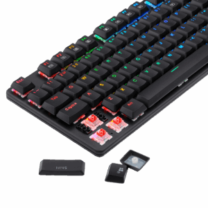 Redragon K589 Shrapnel low-profile keycap and red switch detail