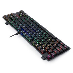 Redragon K607-RGB keyboard top view highlighting compact layout and RGB lighting