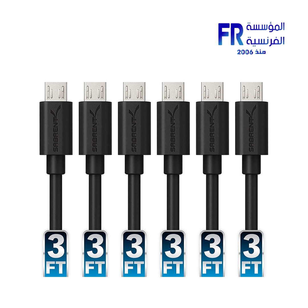 sabrent 6Pack 22AWG Premium 3ft Micro USB Cables High Speed USB 2.0 A Male to Micro B Sync and Charge Cables