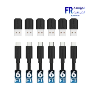 sabrent 6Pack 22AWG Premium 6ft USB C to USB A 2.0 Sync and Charge Cables