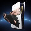 Sabrent Rocket 4 Plus 2TB PCIe Gen4 NVMe SSD with dedicated black PS5 heatsink beside a PlayStation 5 console