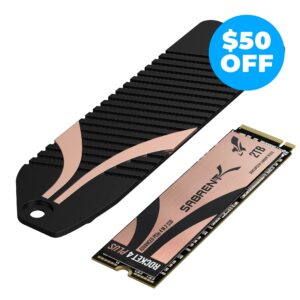 Sabrent Rocket 4 Plus 2TB PCIe Gen4 NVMe SSD bundled with black PS5 heatsink
