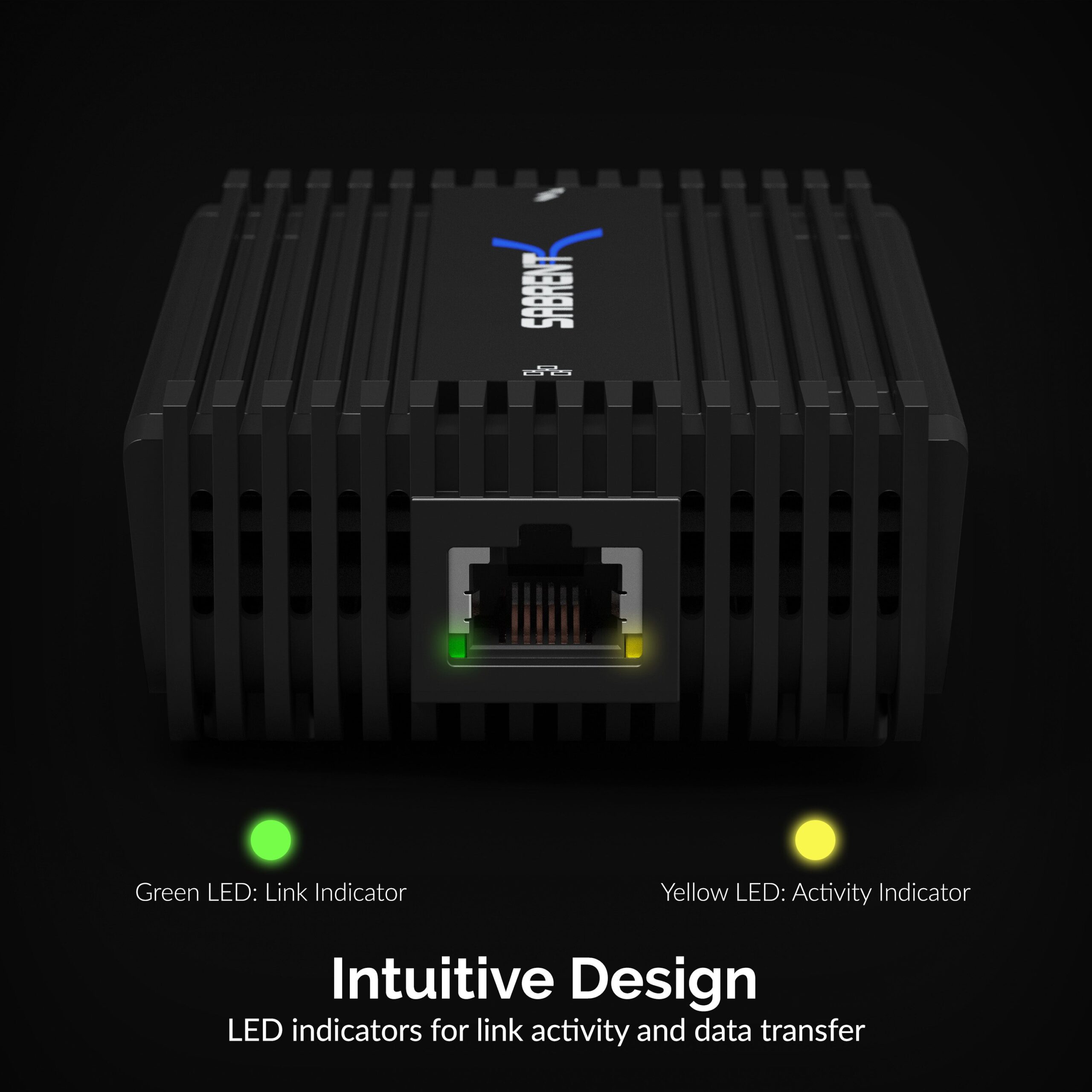 Sabrent TH-3WEA 10GbE Ethernet port with link and activity status LEDs