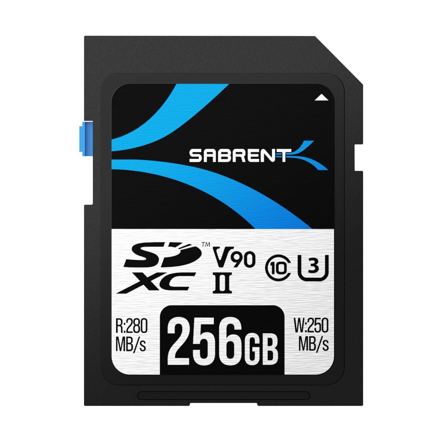 Sabrent Rocket V90 256GB SDXC UHS-II memory card front view