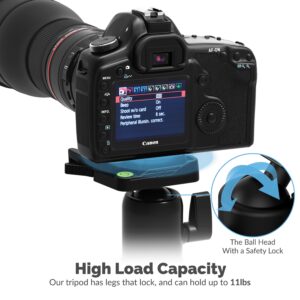 Sabrent TP-AL56 tripod ball head with safety lock and camera mounting plate