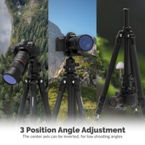 Sabrent TP-CF69 tripod showing three-position angle adjustment