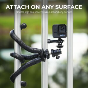 Sabrent flexible tripod wrapped around a support to demonstrate its bendable legs