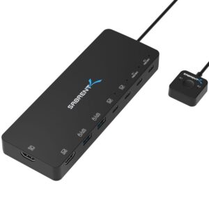 Sabrent USB-CKDH USB-C dual KVM switch with HDMI and USB ports, main product view