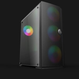 TechnoZone C180 RGB mid-tower case; title lists a 500W PSU, exact PSU model unverified