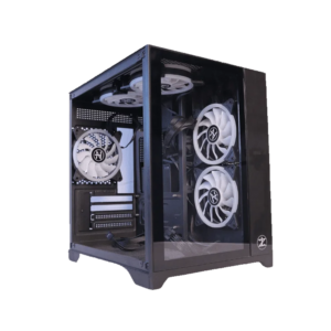 TechnoZone C350 RGB case with ARGB fans; title lists a 600W power supply, exact bundle fan count to verify