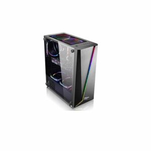 TechnoZone C4 RGB mid-tower case with five red RGB fans; product listing states a 500W PSU
