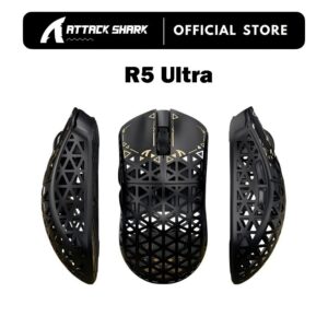AttackShark R5 Ultra black carbon-fiber wireless gaming mouse