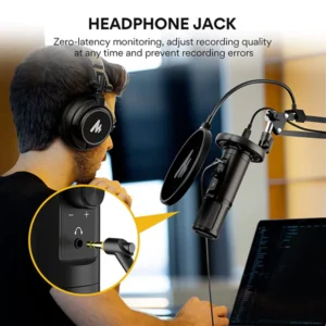 Maono AU-PM422 Monitorable USB Condenser Microphone Set Boom Arm Bundle