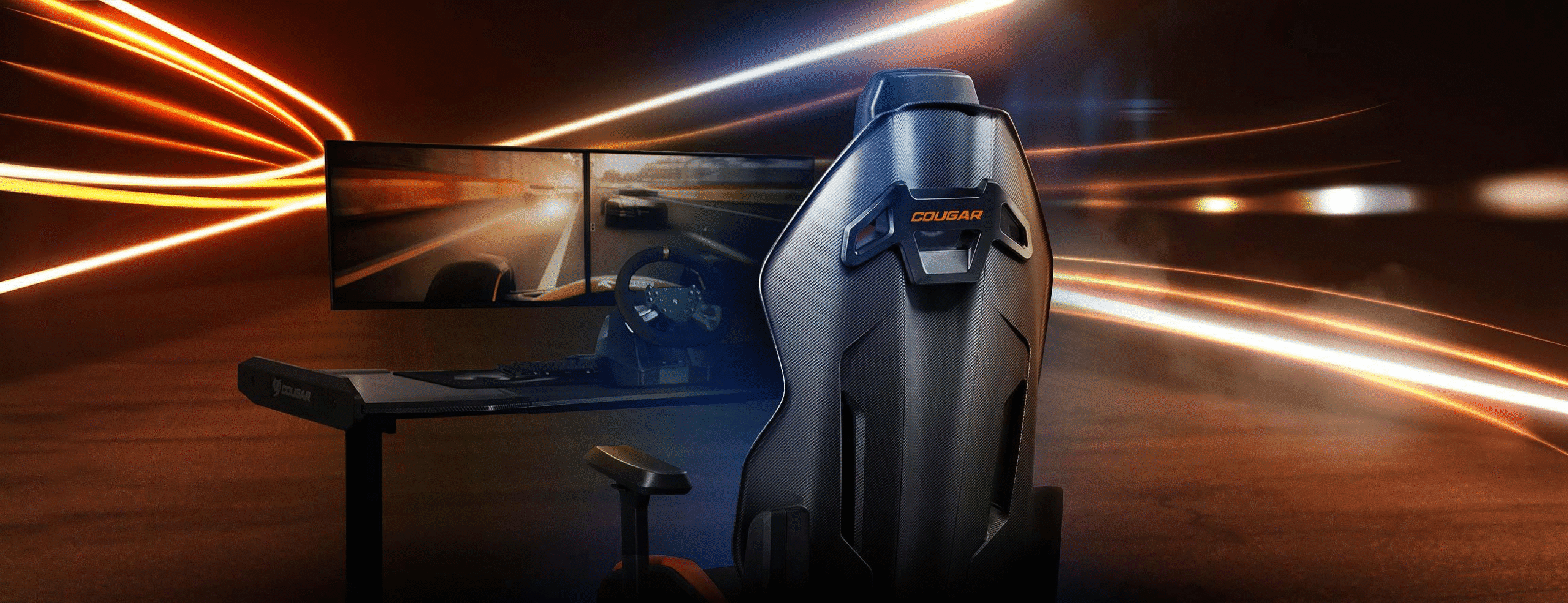 Cougar Hotrod Black in Orange Gaming Chair
