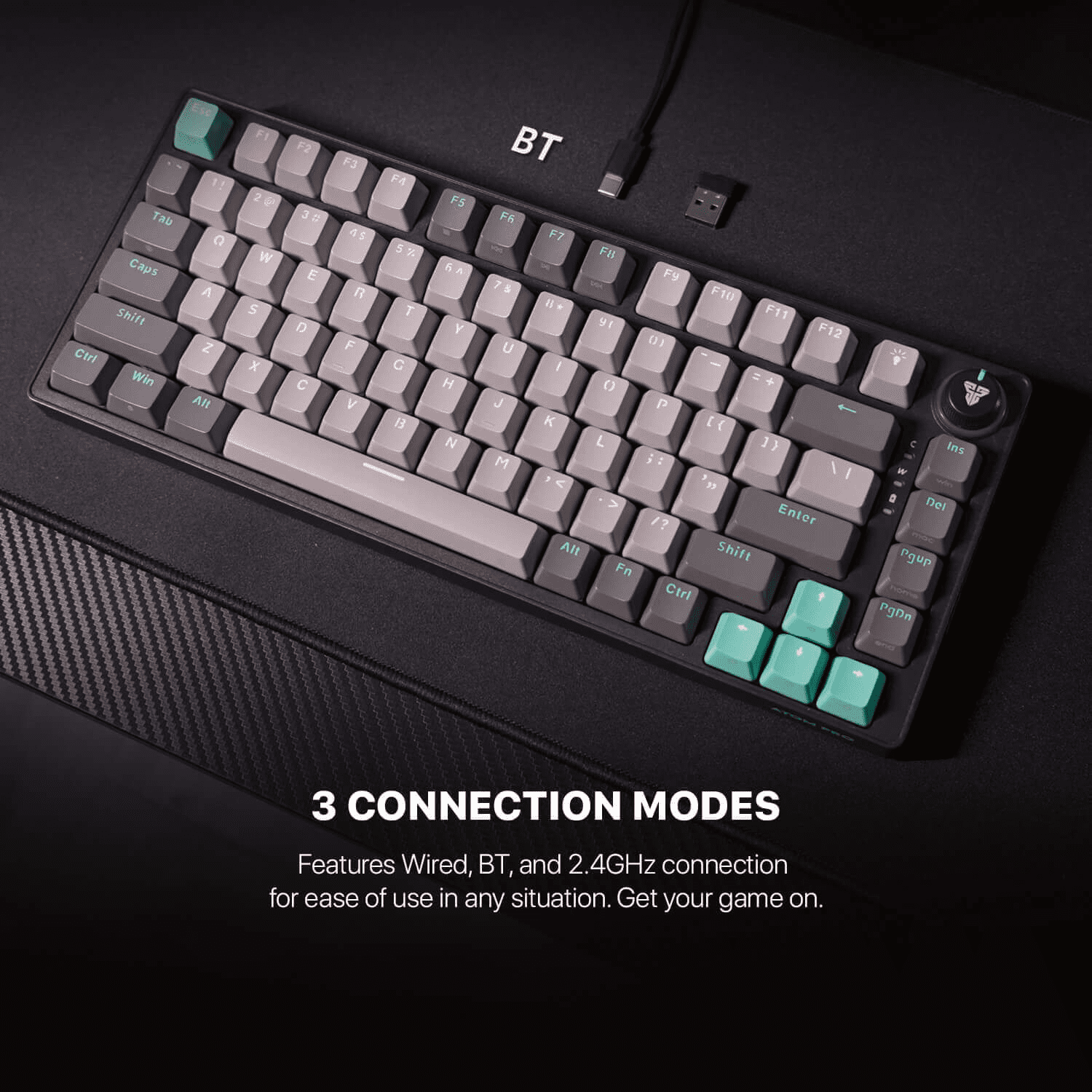 Fantech Atom MK913 PRO83 Red Switches Black Grey Keycaps Wireless Mechanical Keyboard