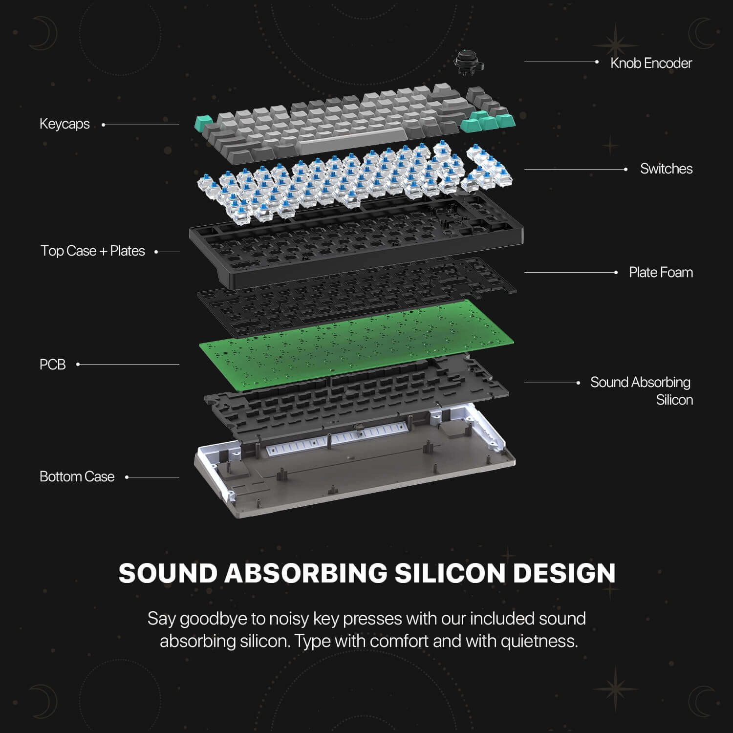 Fantech Atom MK913 PRO83 Blue Switches Black Grey Keycaps Wireless Mechanical Keyboard