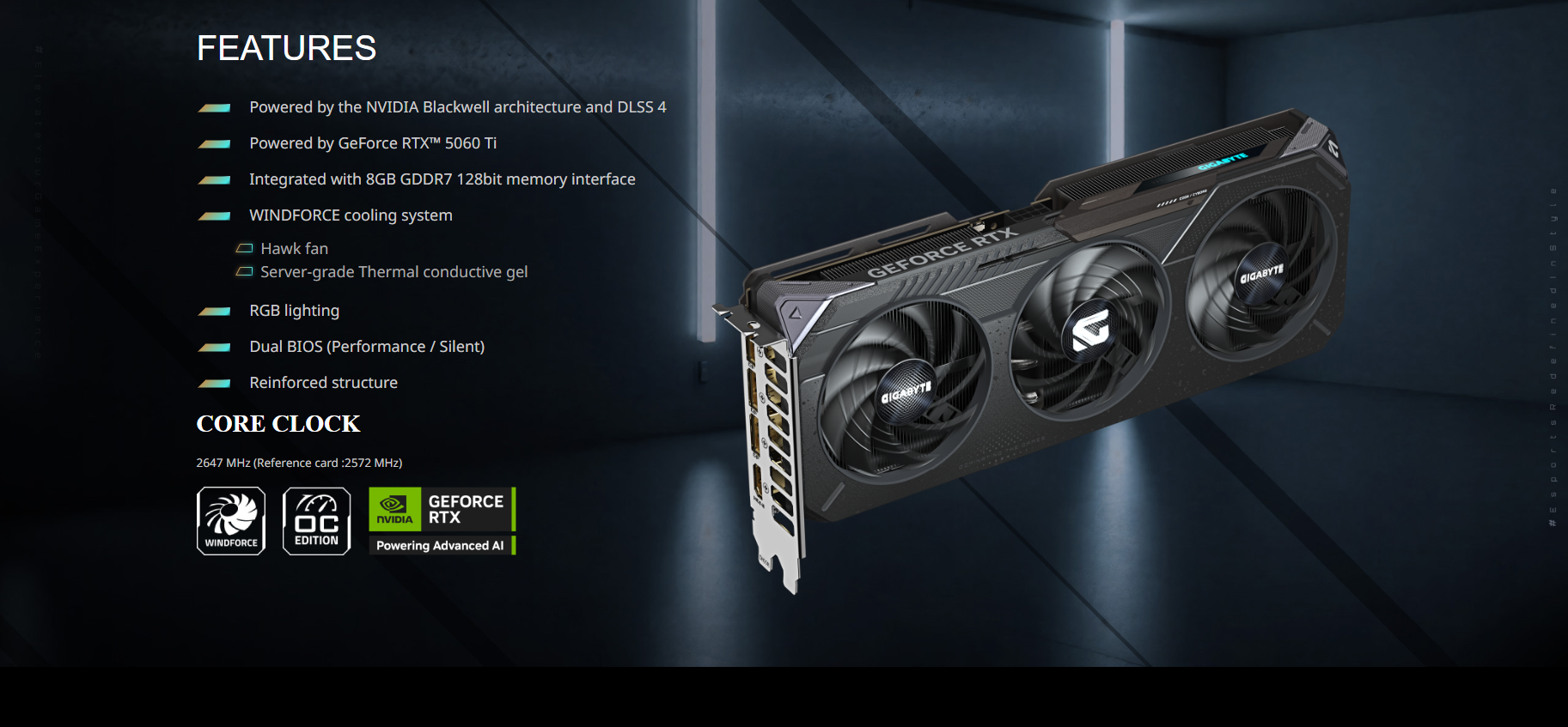 Gigabyte Geforce RTX 5060 Ti Gaming OC 8Gb Graphic Card