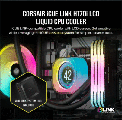 Corsair Icue Link H170I 420mm LCD Liquid Cpu Cooler (Open Box)