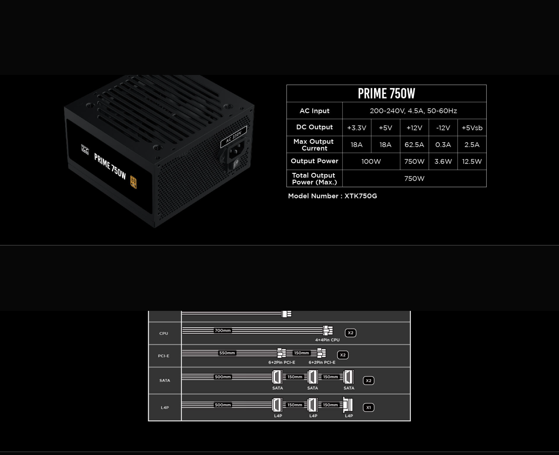 Xigmatek Osiris 140mm ARGB BTF + Prime 750W 80+ Gold Super Tower Case