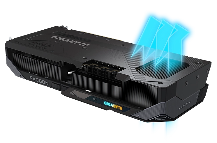 Screen cooling technology of the Gigabyte Radeon RX 9070 XT.