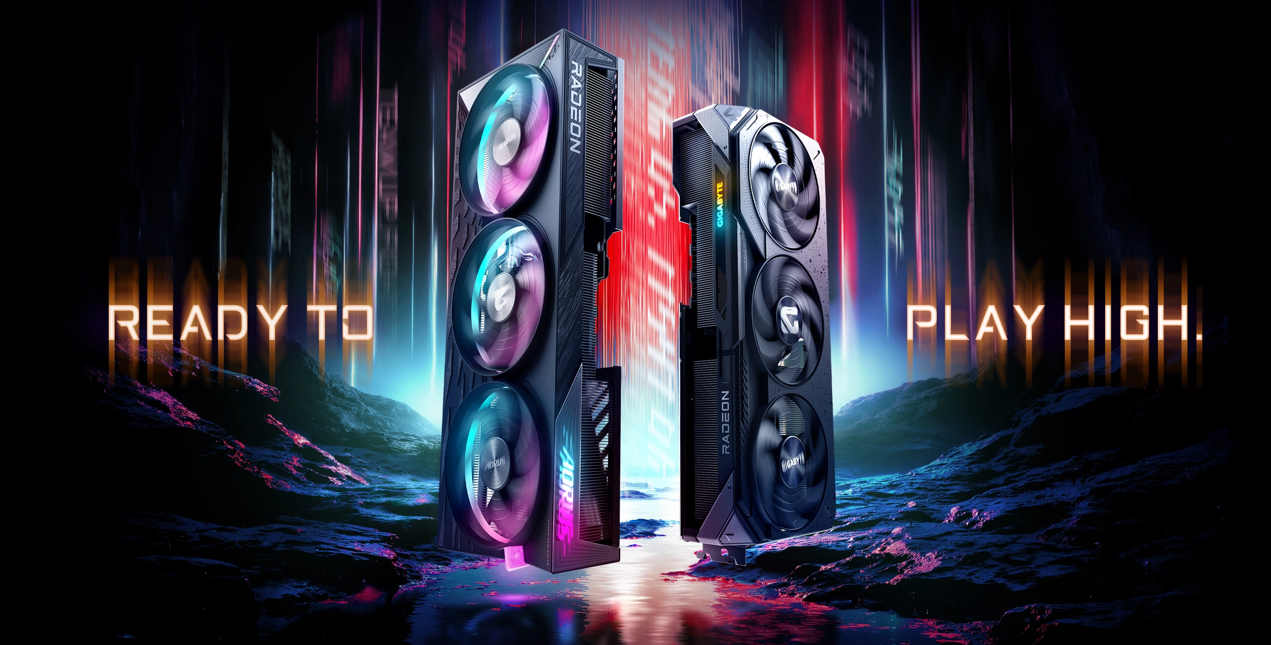 Gigabyte Radeon RX 9070 XT Gaming OC 16GB Graphic Card front view.