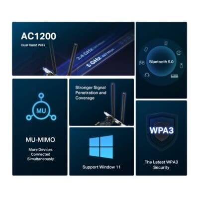 Mercusys AC1200 MA30E Wi-Fi 5 Bluetooth 5.0 Dual Band PCIe Adapter