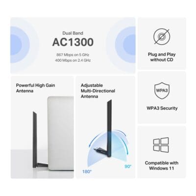 Mercusys AC1300 MA30H High Gain Wireless Dual Band USB Adapter