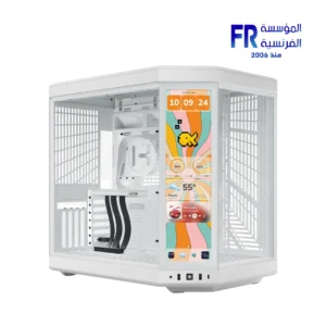 HYTE Y70 Touch Infinite Panoramic Glass with 14.9 Inch 2.5K IPS Touchscreen 4 Slot Vertical GPU Dual Chamber Snow White Mid Tower Case