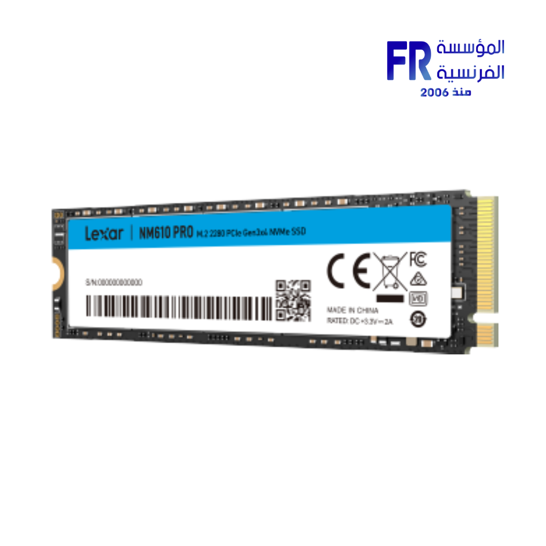 Lexar NM610 Pro 500GB 3300MB/s M.2 2280 PCIe Gen 3 NVMe Internal Solid State Drive SSD