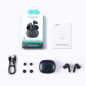 Joyroom JR-FN2 black true wireless earbuds with charging case and included accessories