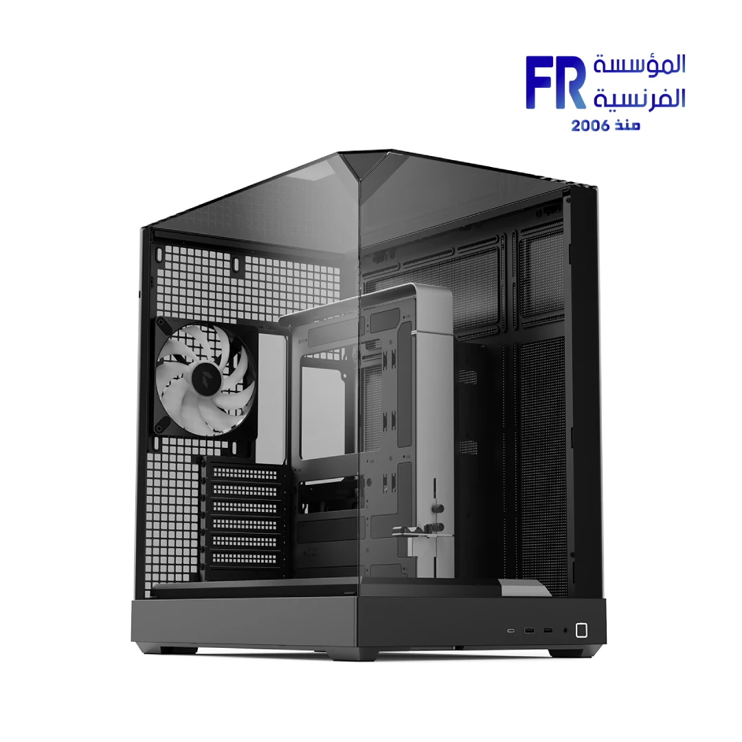 APNX V2 Panoramic TG Back-Connect Support With 4 140mm FP3-140 ARGB PWM Fans Black Mid Tower Gaming Case