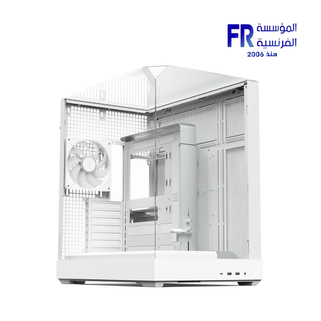 APNX V2 Panoramic TG Back-Connect Support With 4 140mm FP3-140 ARGB PWM Fans White Mid Tower Gaming Case