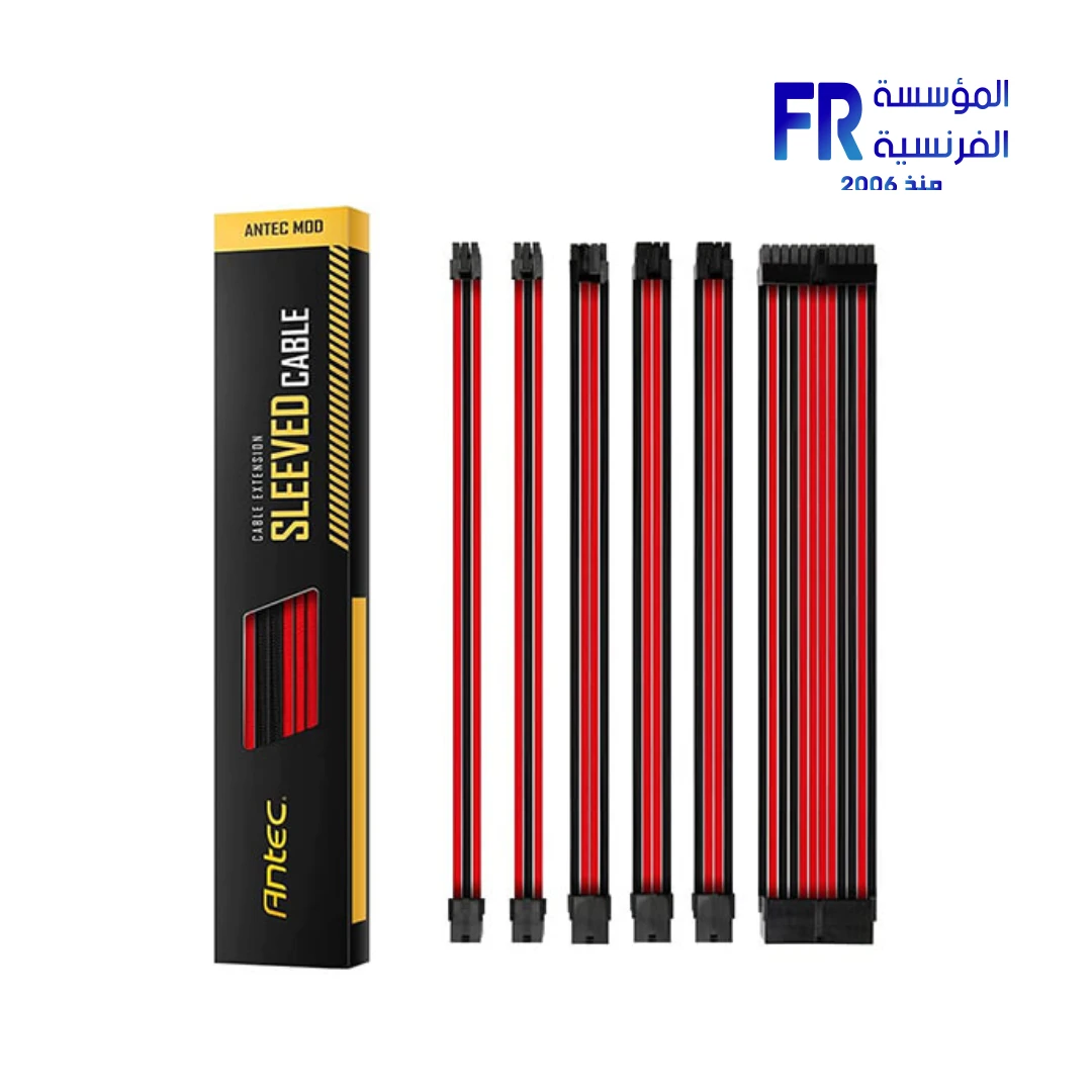 Antec PSU Sleeved Extension Cable Kit 300mm 16AWG Red and Black Cable Extension