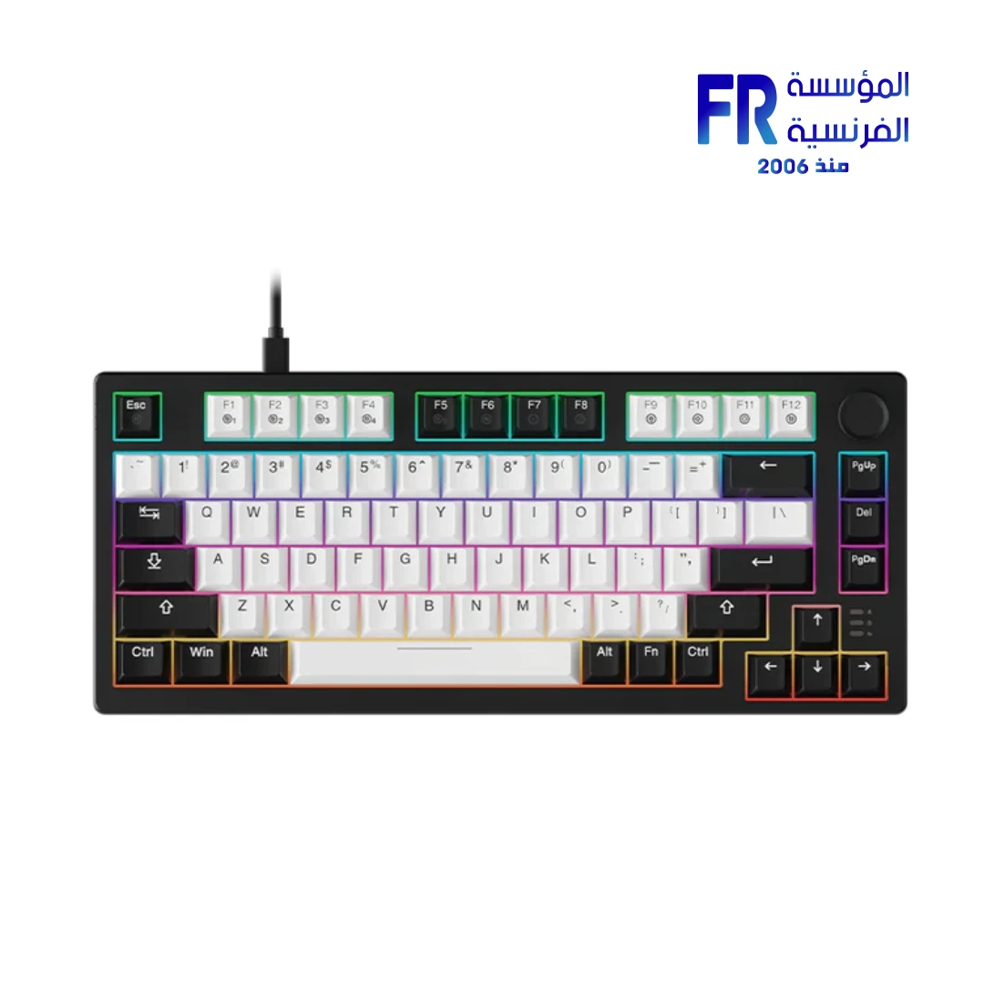 Dareu EK75 Dream Switch 75% Compact Gasket Mount With Volume Knob Rainbow Sidelit Black Wired Mechanical Gaming Keyboard