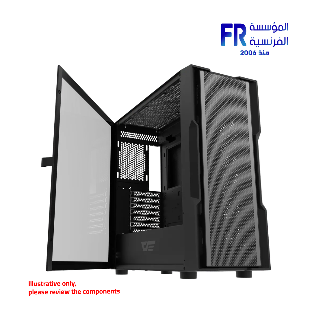 DarkFlash DK431 Mesh TG With 4 CL6 ARGB Fans With GP750 750W 80 Plus Bronze PSU Black Full Tower Gaming Case