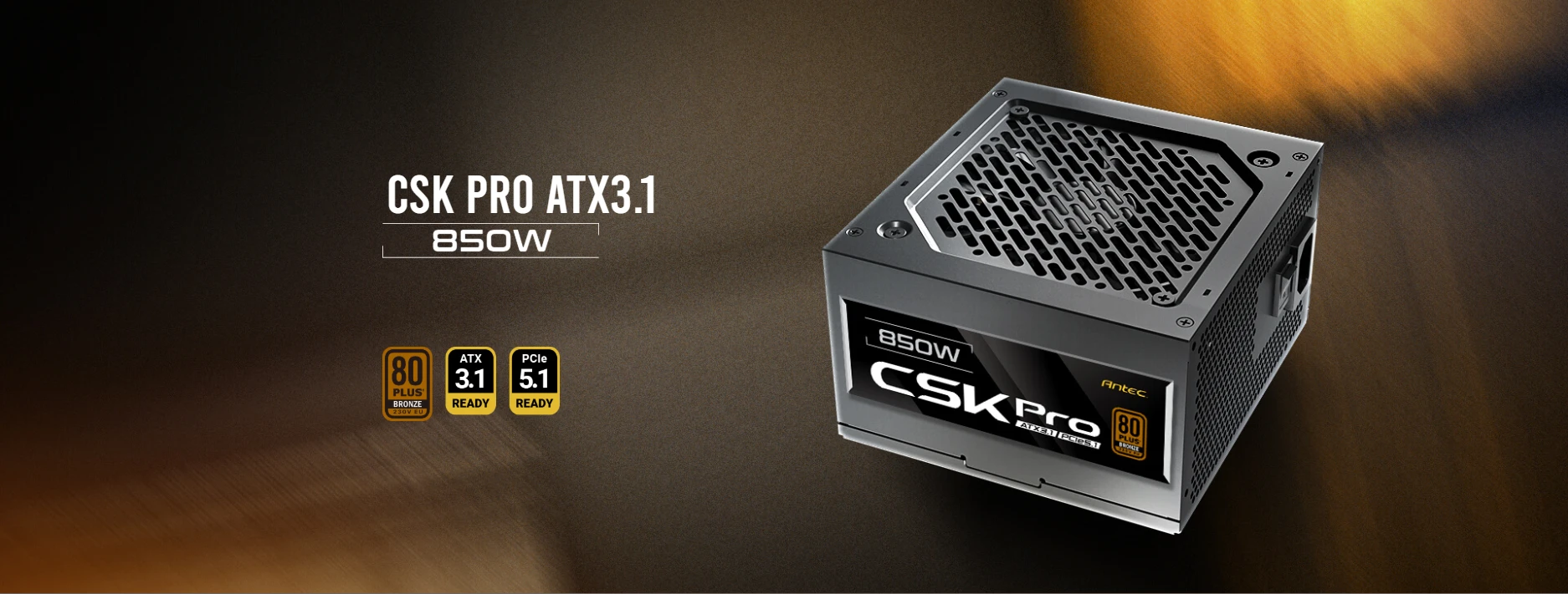 Antec CSK Pro 850W ATX3.1 semi-modular power supply with 80 Plus Bronze certification