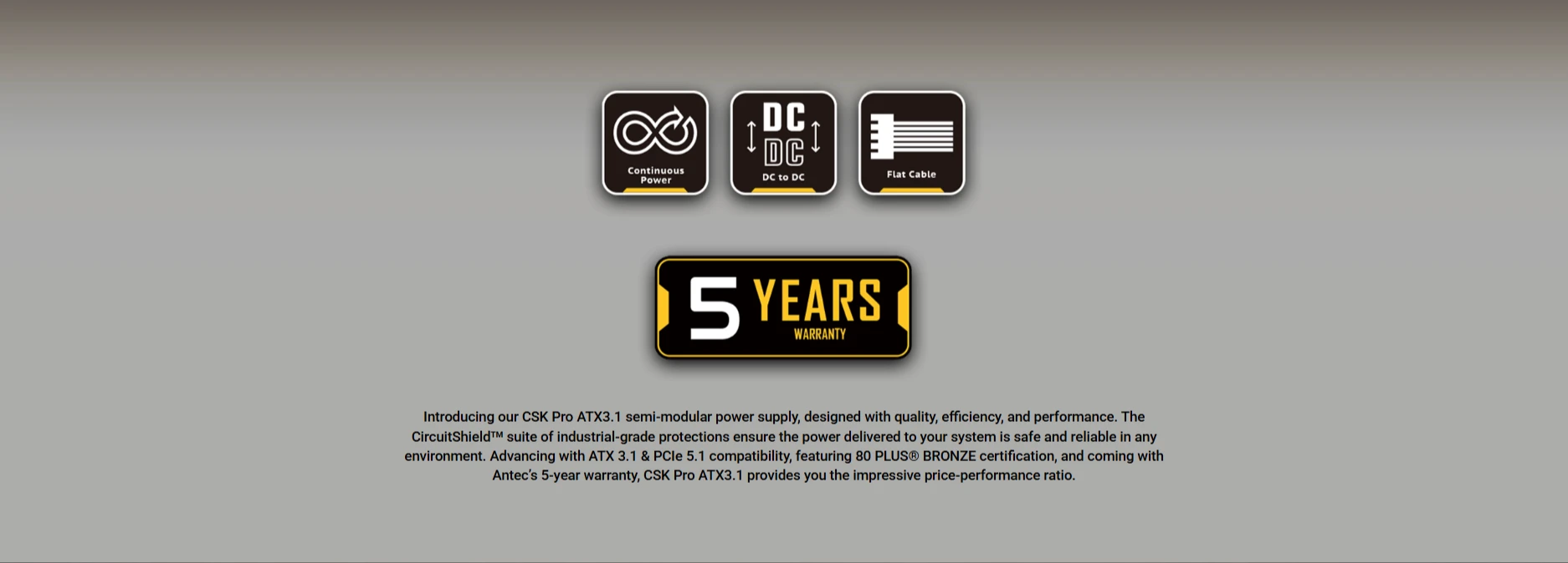 Antec CSK Pro 850W 80 Plus Bronze certified with CircuitShield protections