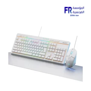 PCD KM-110WT RGB Membrane Gaming Keyboard And Mouse With Mouse Pad White Combo