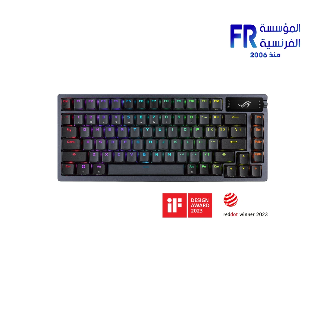 ASUS ROG Azoth 75 Percent Layout ROG NX Red Mechanical Switches OLED Display RGB Lighting Tri-Mode 2.4GHz Wireless Bluetooth and USB C Black Gaming Keyboard