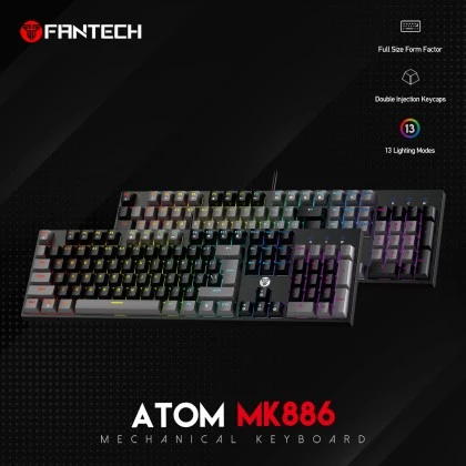 Fantech Atom MK886 RGB Red Switches Wired Mechanical Keyboard - الصورة 2
