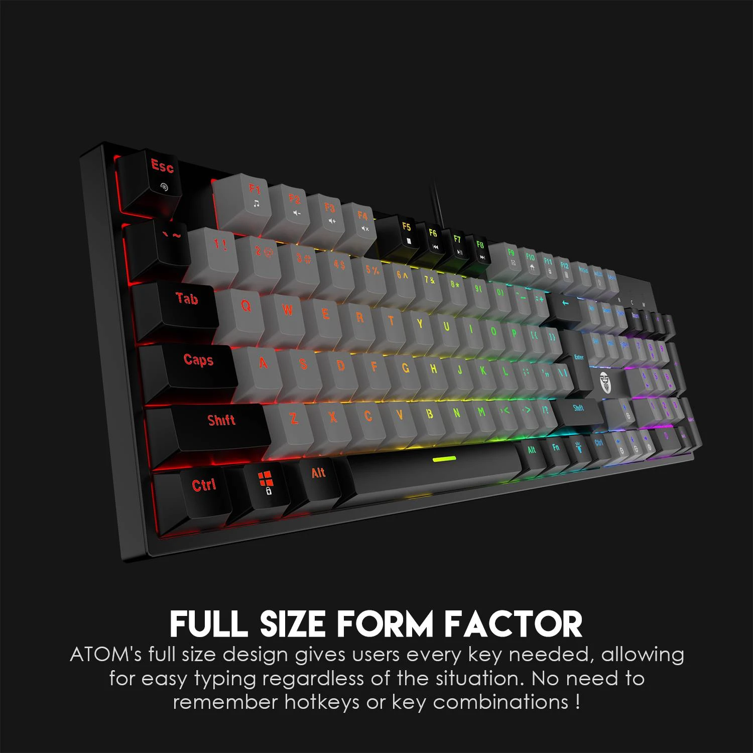 Fantech Atom MK886 RGB Red Switches Wired Mechanical Keyboard - الصورة 3