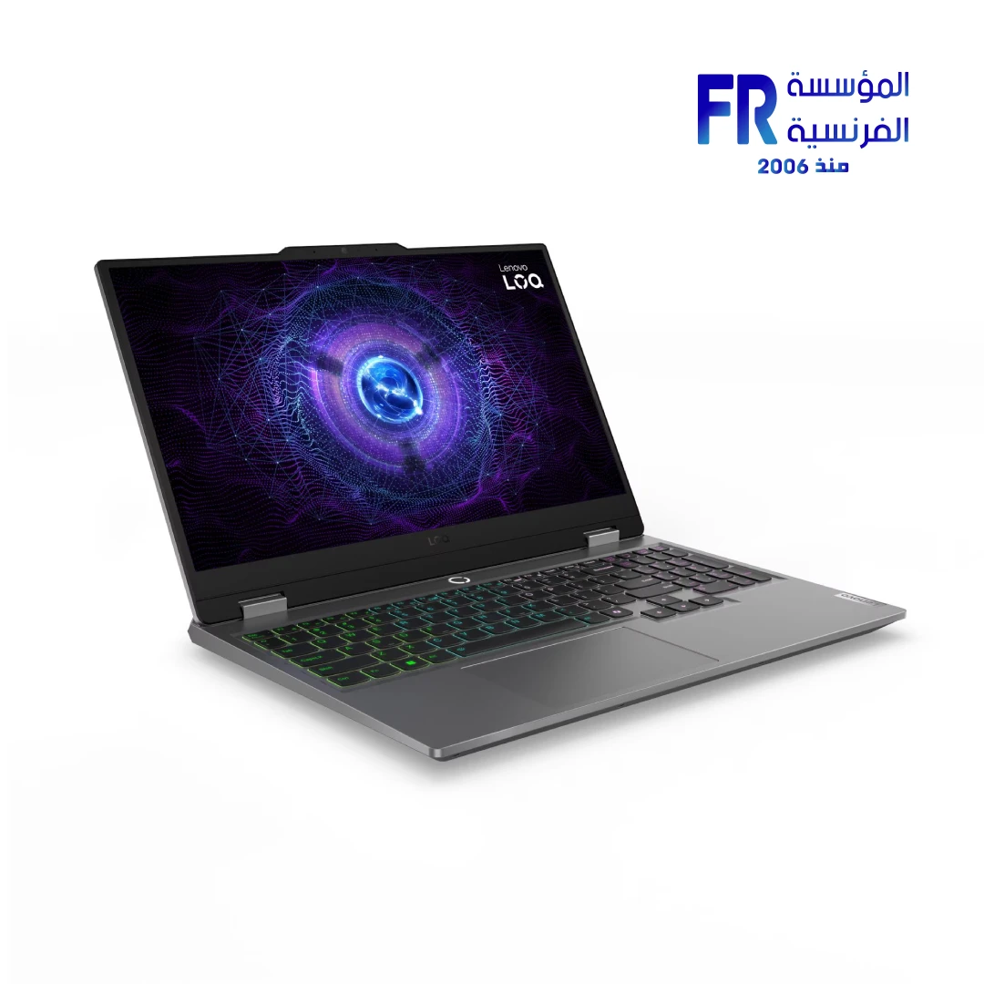 Lenovo LOQ 15IRX9 - 83DV000EAX - Intel Core i7-13650HX - 16GB DDR5 4800MHz - 512GB PCIe 4 NVMe SSD - NVIDIA GeForce RTX 3050 6GB GDDR6 - 15.6 Inch FHD 1920x1080 144Hz IPS Display - Wi-Fi 6 - White Backlit Arabic Keyboard - No OS - Luna Grey Laptop