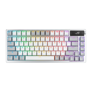 ASUS ROG Azoth 75 percent Moonlight White mechanical gaming keyboard with OLED display and RGB lighting