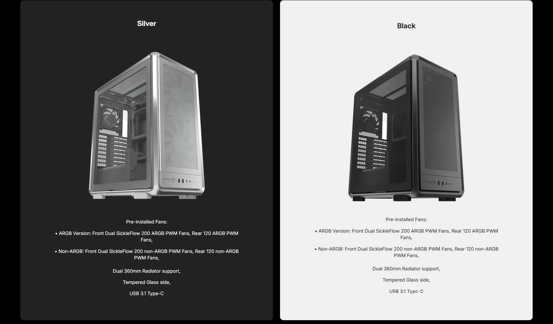 Cooler Master MasterFrame 500 Mesh silver mid-tower case with SickleFlow fans and premium design