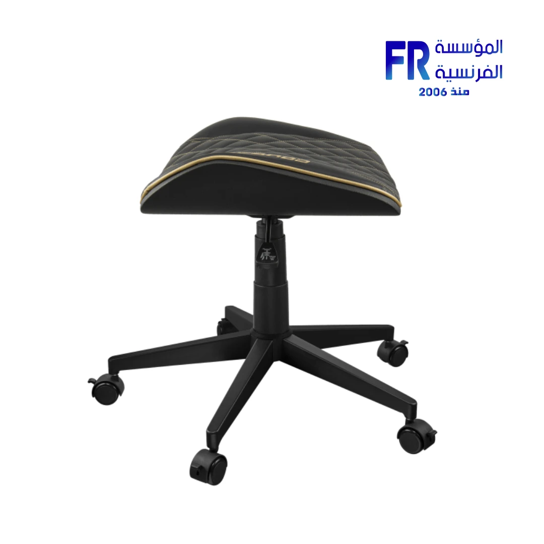 ⁦Cougar Crosser Cgr-Cro-Glb Perforated PVC Leatherette Scalloped Seat Wheeled Base Gold Gaming Stool⁩ - الصورة ⁦3⁩