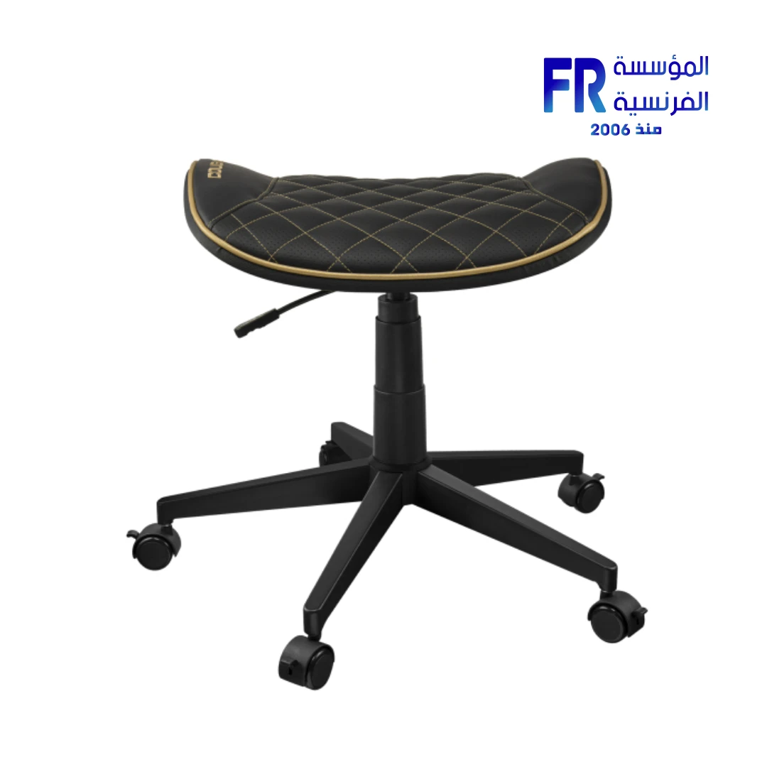 ⁦Cougar Crosser Cgr-Cro-Glb Perforated PVC Leatherette Scalloped Seat Wheeled Base Gold Gaming Stool⁩ - الصورة ⁦2⁩