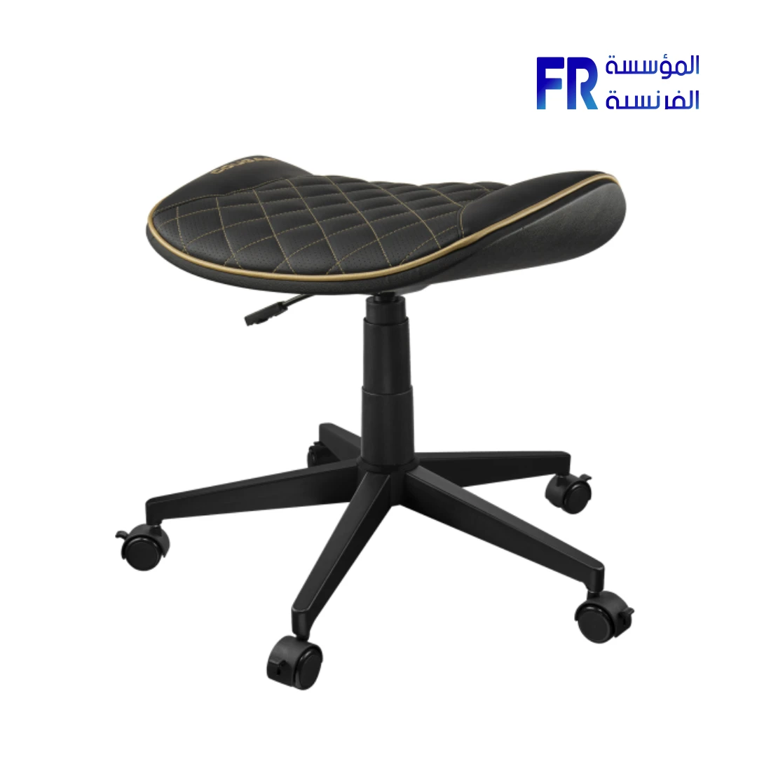 Cougar Crosser Cgr-Cro-Glb Perforated PVC Leatherette Scalloped Seat Wheeled Base Gold Gaming Stool
