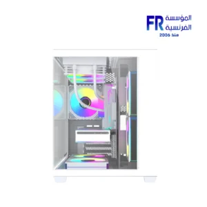 DarkFlash B275 white mATX mid-tower PC case with pillar-less panoramic glass panels, view 3