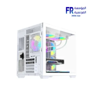 DarkFlash B275 white mATX mid-tower PC case with pillar-less panoramic glass panels, view 2