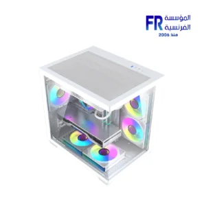 DarkFlash B275 white mATX mid-tower PC case with pillar-less panoramic glass panels, view 4